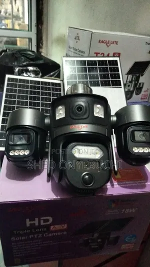U Box 3lens PTZ Solar Camera With Dual Panels