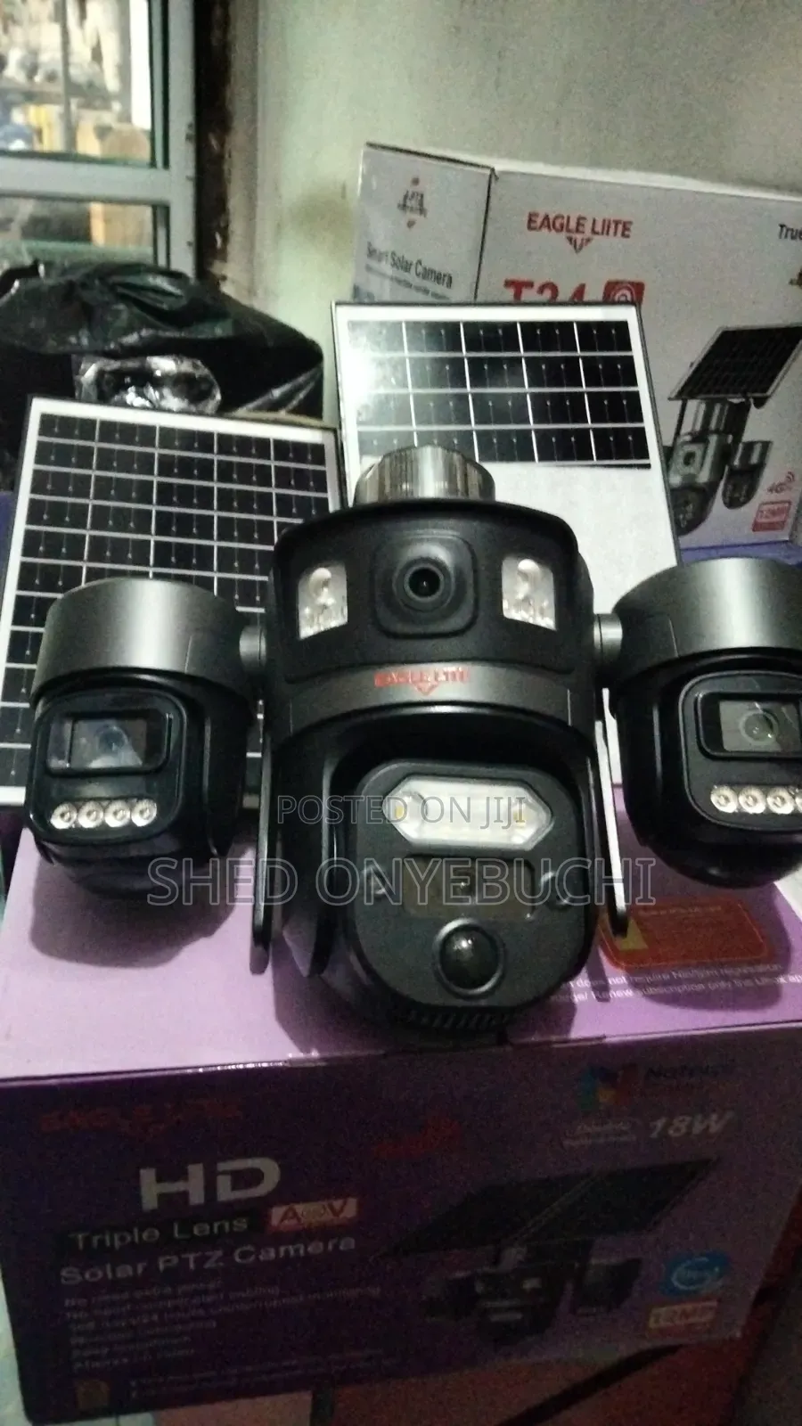 U Box 3lens PTZ Solar Camera With Dual Panels