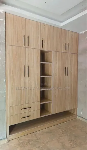 Wood Wardrobe With Open Shelf