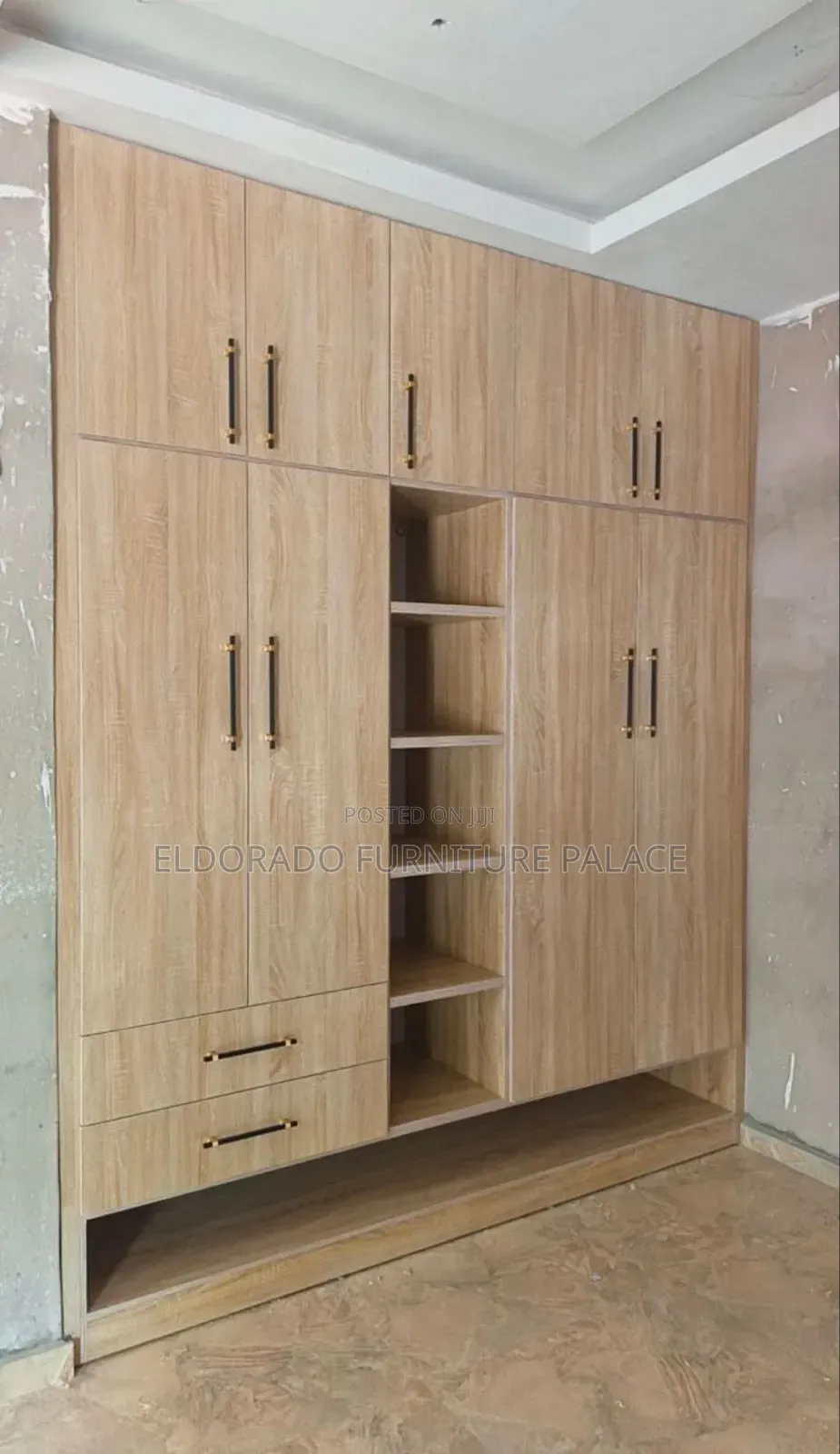 Wood Wardrobe With Open Shelf