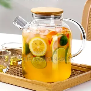 Borosilicate Glass Jug/ Teapot With Wooden Lid 1800ml