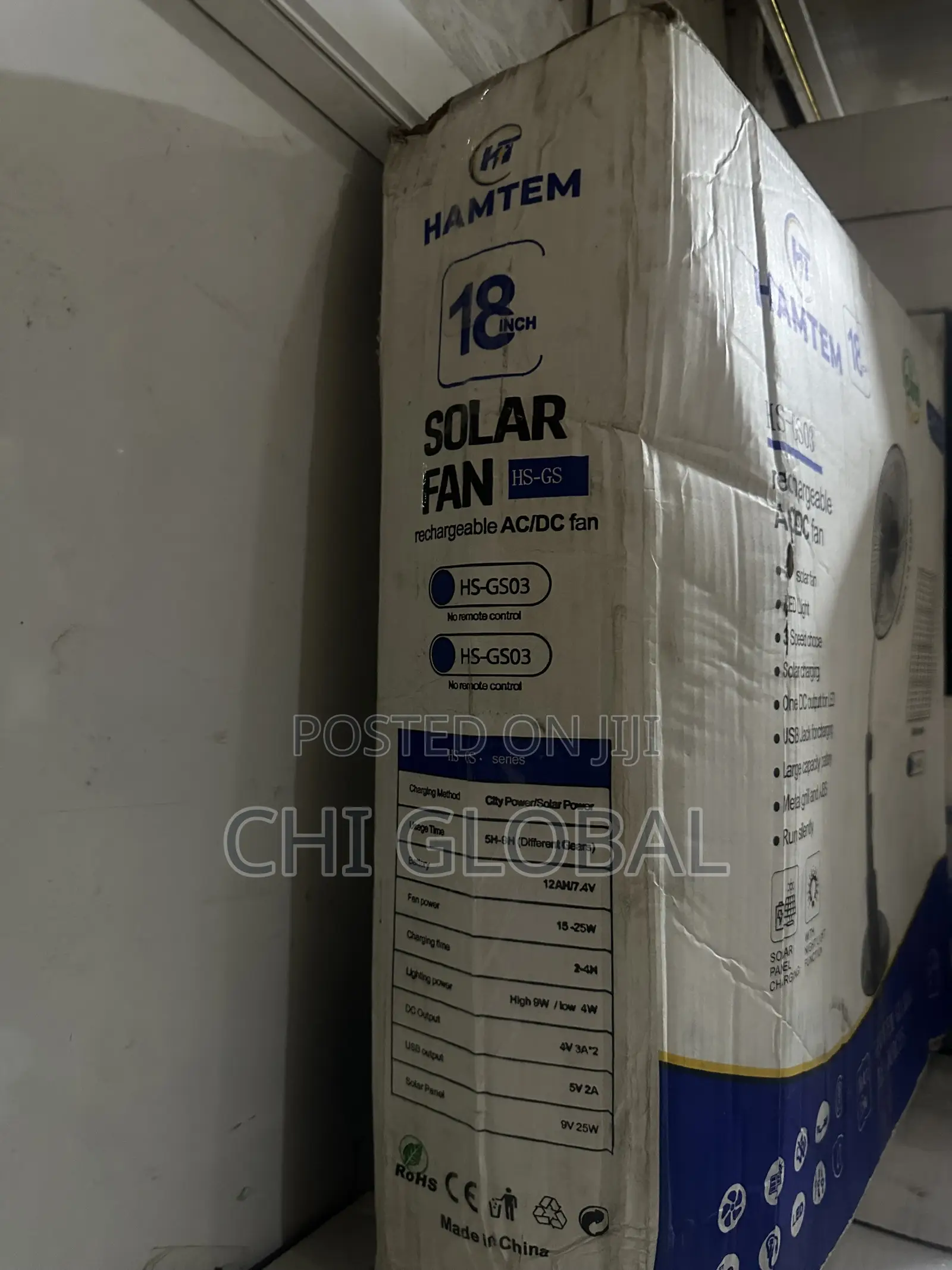 Hamtem 18inch AC/Dc Rechargeable Solar Fan