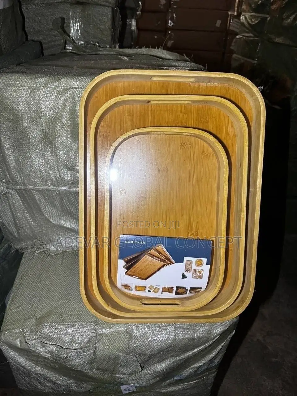 3in1 Curve Bamboo Wooden Tray