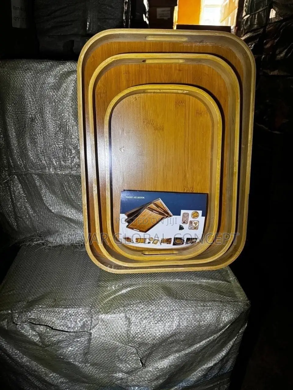 3in1 Curve Bamboo Wooden Tray