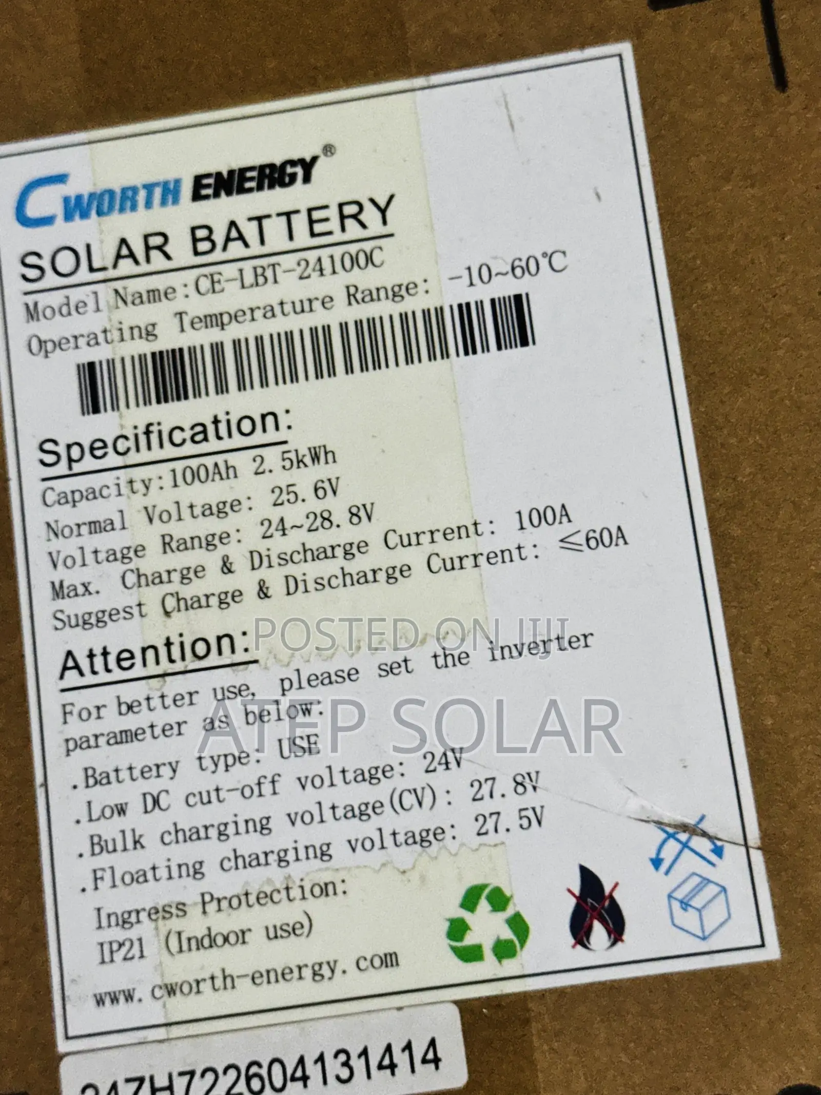 CWORTH 2.5kwh Lithium Battery 12v