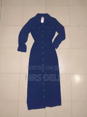Navy Blue Chiffon Shirt Dress With Waist Belt – Size 10