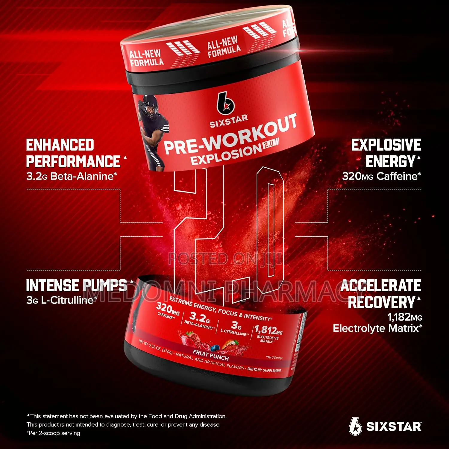 Six Star Pre-Workout Powder for Men & Women, Fruit Punch - 30 Servings