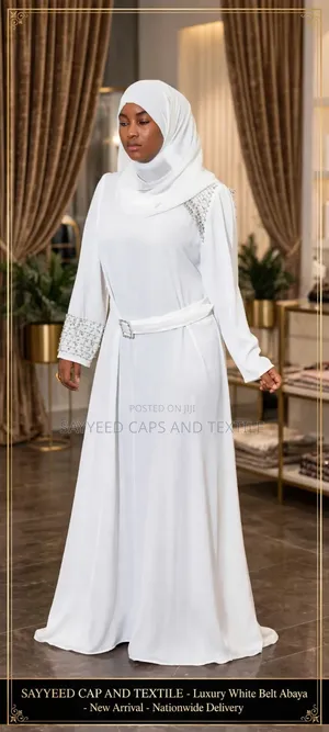 Luxury White Belt Abaya - New Arrival