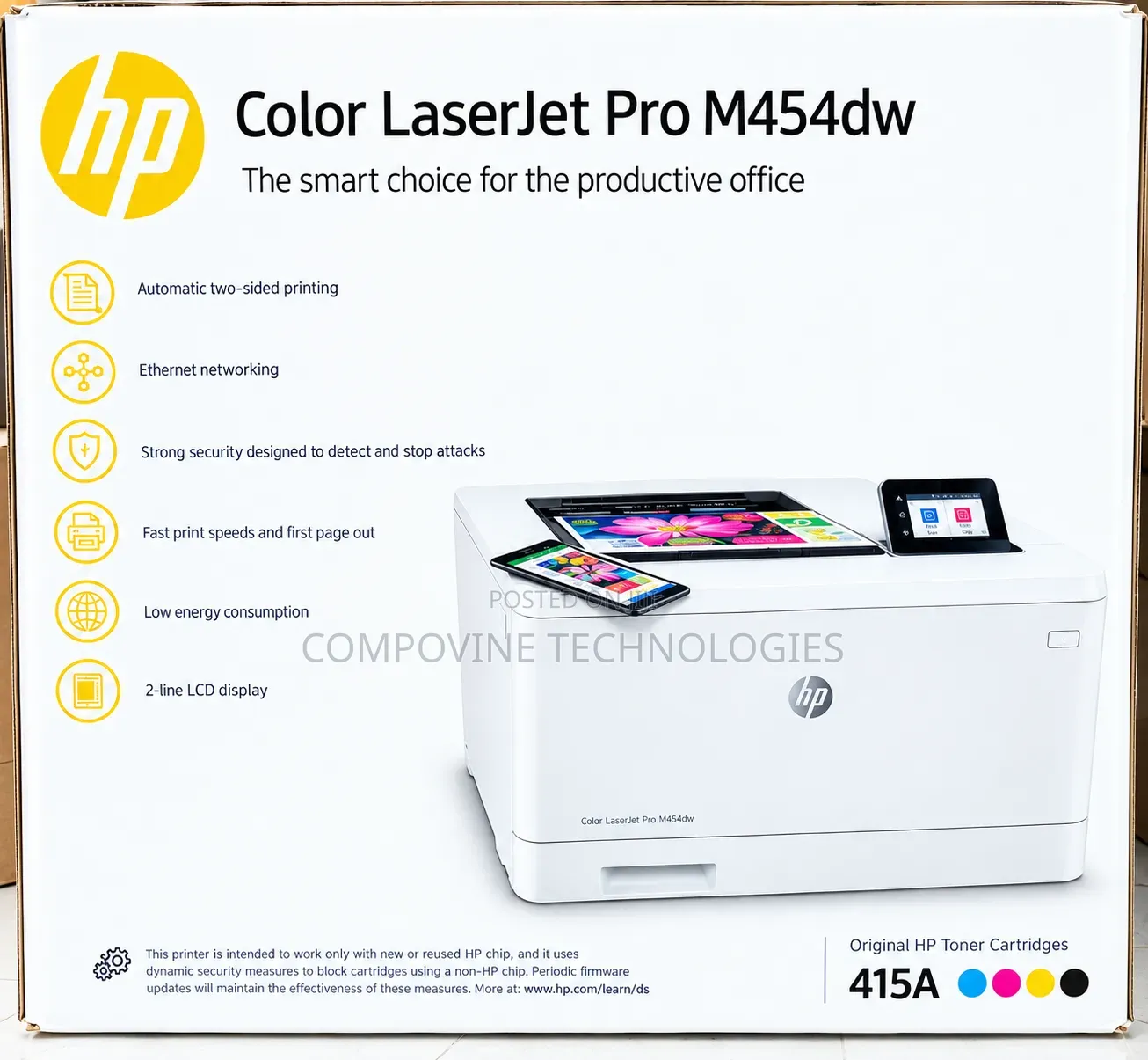 Brand New HP Colour LaserJet Pro M454dw Printer (W1Y45A)