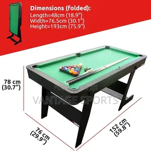 6ft Foldable Pool Table Set With Cues, Balls & Dartboard