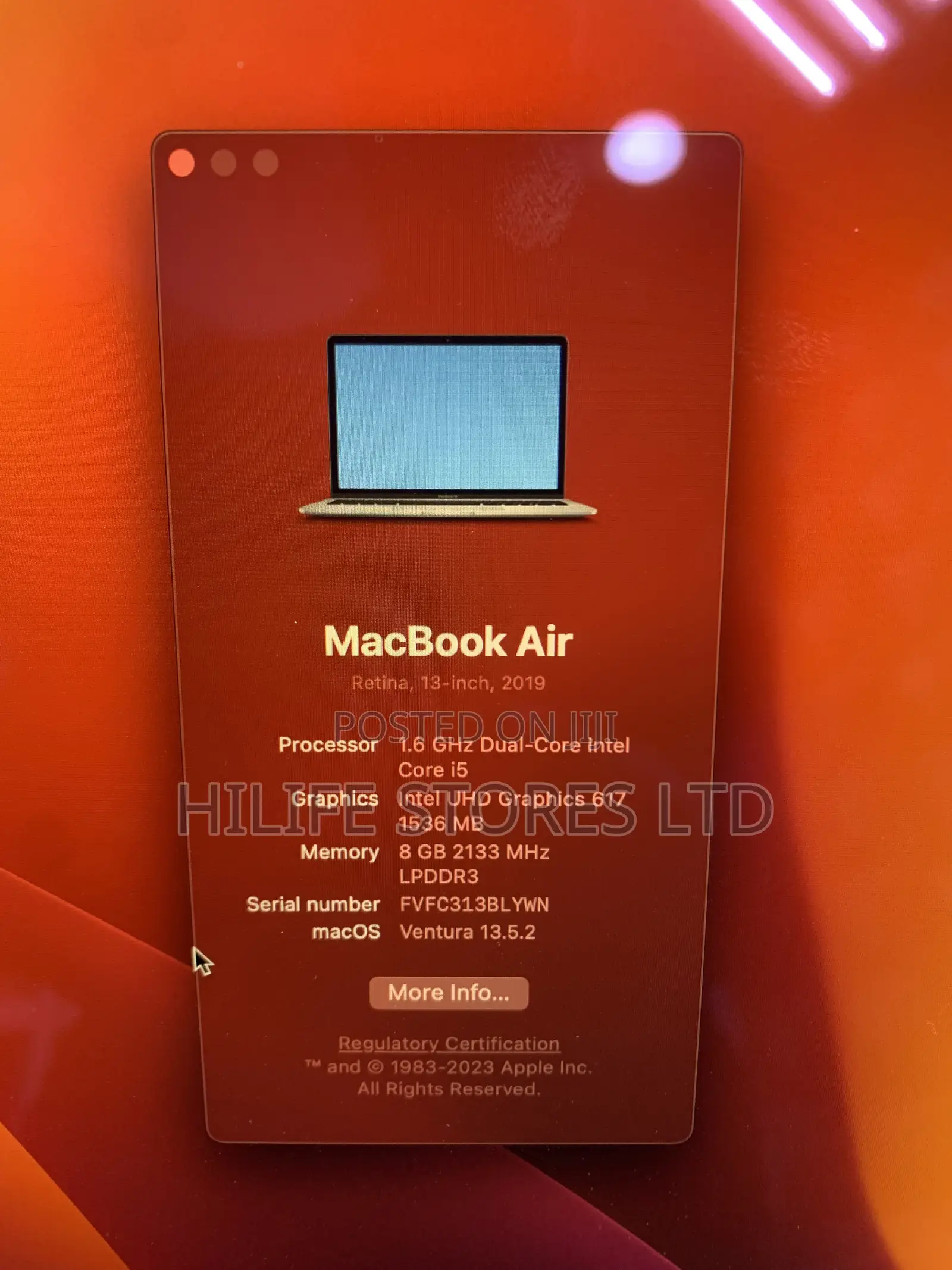 Laptop Apple MacBook Air 2019 8GB Intel Core i5 SSD 256GB