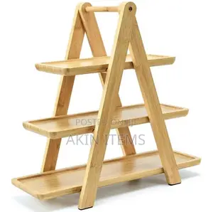 Multifunctional 3Tier Wooden or Bamboo Buffet Food Pastry Serving Tray