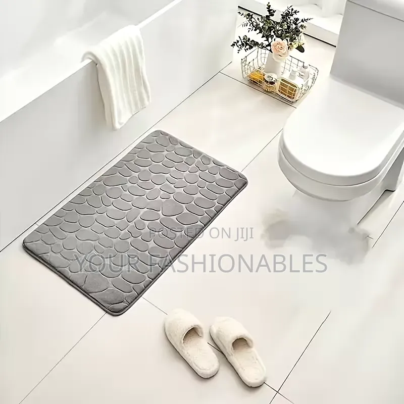 Soft Pebbles Rectangle Bath Mat ( Blue,Grey and Pink Colours)