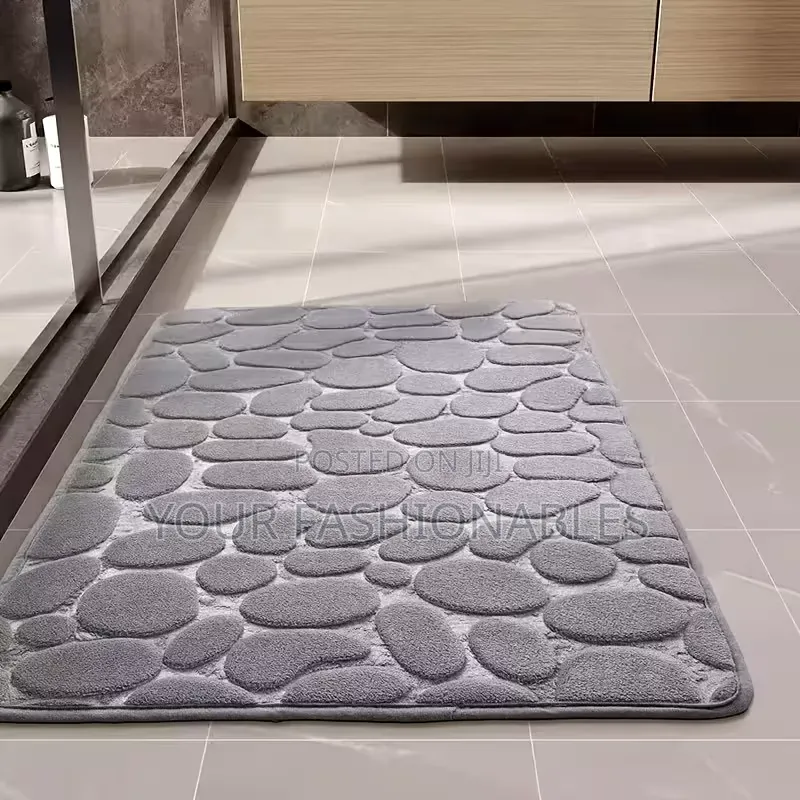 Soft Pebbles Rectangle Bath Mat ( Blue,Grey and Pink Colours)