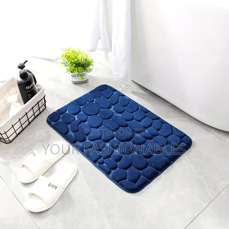 Soft Pebbles Rectangle Bath Mat ( Blue,Grey and Pink Colours)