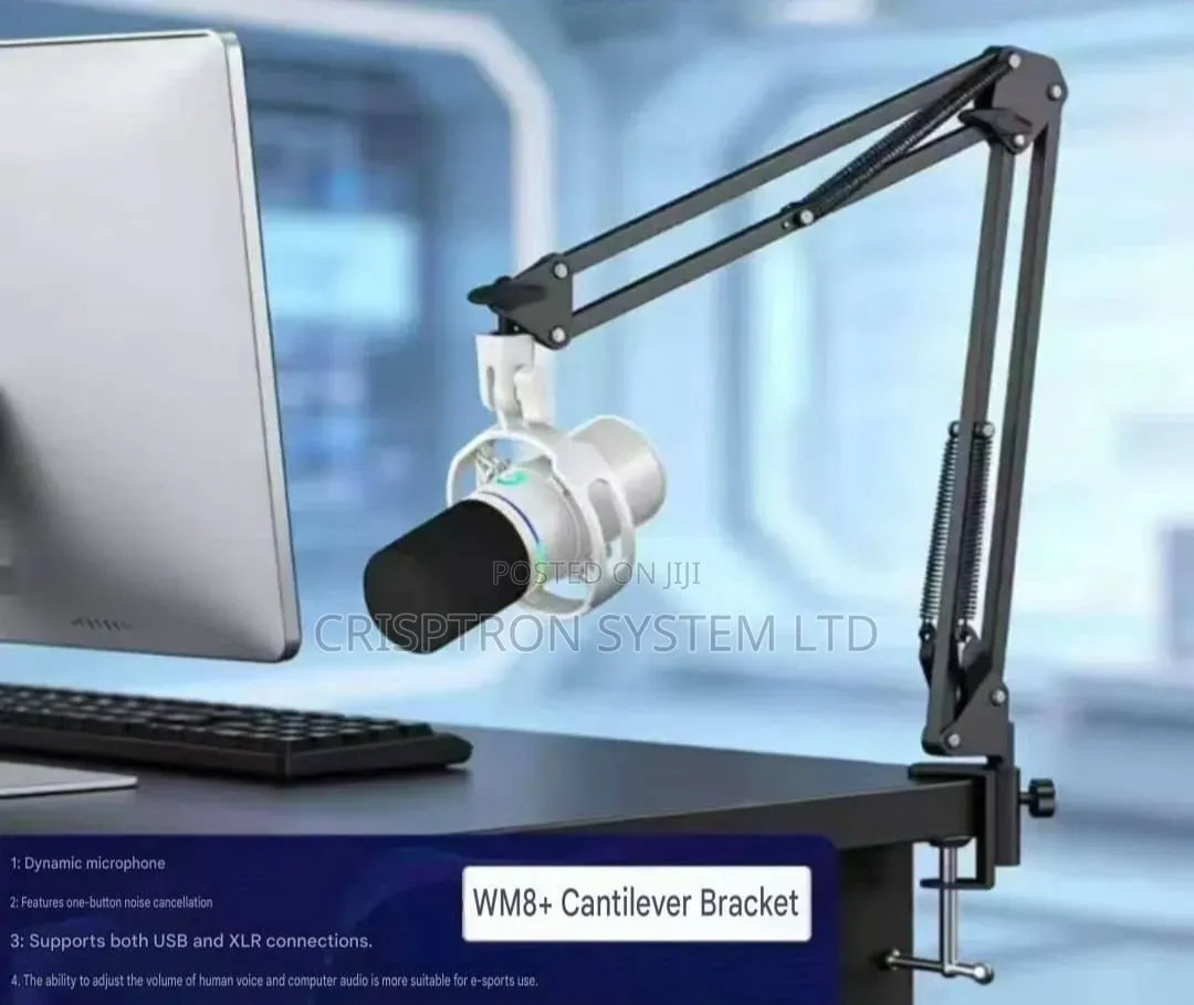 WM8 Mic + Bracket Arm Stand Podcast Streaming Microphone