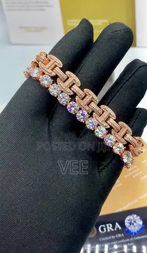 VVS Mossainite Diamond Baguette Cuban Link and Tennis Bracelet 