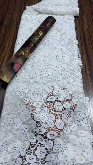 Flowery Beaded White Cord Lace