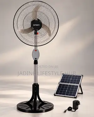 Qasa 18-Inch Rechargeable Solar Standing Fan With Solar Panel