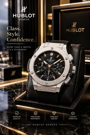 Luxury Silver-Tone Chronograph Watch With Black Rubber Strap Gold-Tone