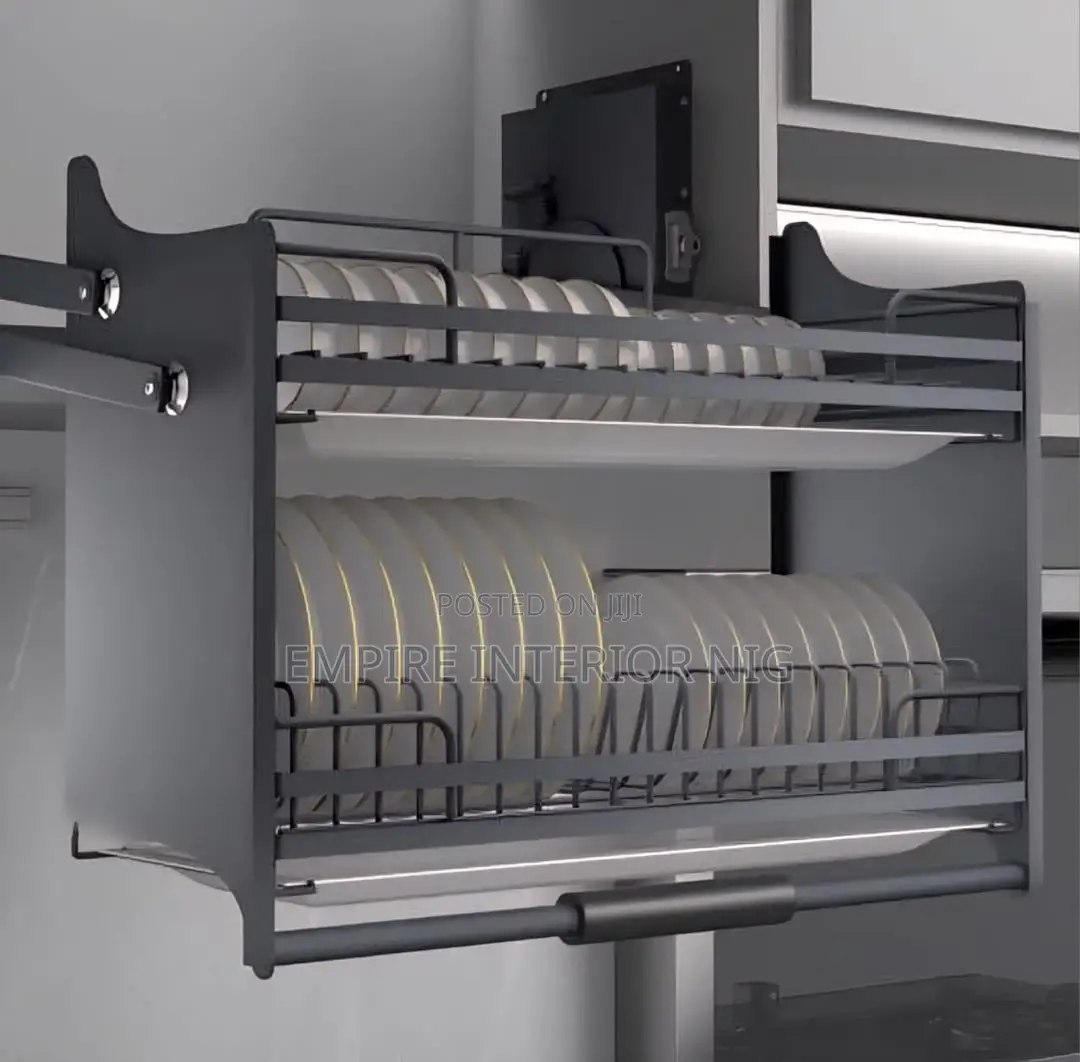 Grey Pull-Down Plate Rack