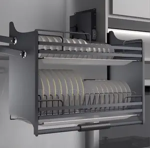 Grey Pull-Down Plate Rack