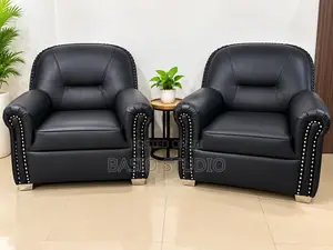 Set of 4 Black Leather Sofas (3 Single Seaters + 1 Three Seater)