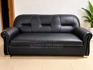 Set of 4 Black Leather Sofas (3 Single Seaters + 1 Three Seater)