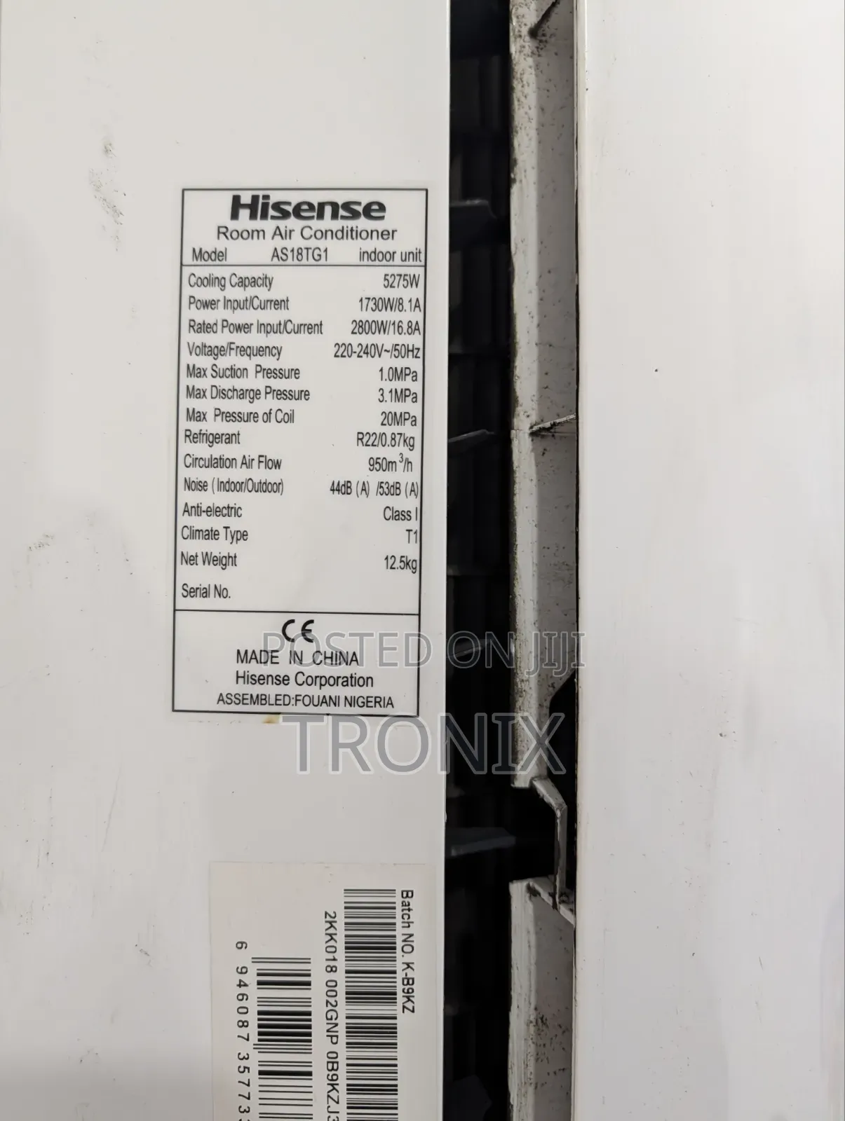 Hisense AS18TG1 2HP Split AC Very Clean