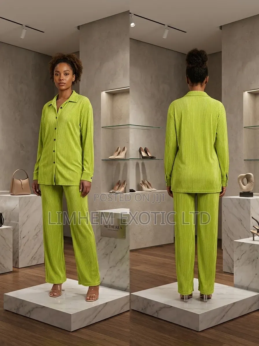 Full Pleated Plisse Shirt and Pants