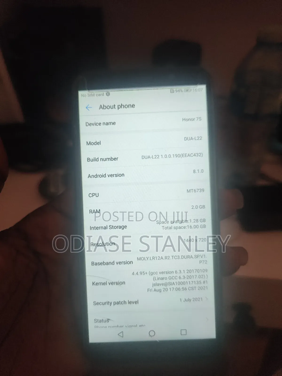 Honor 7S 16 GB Black