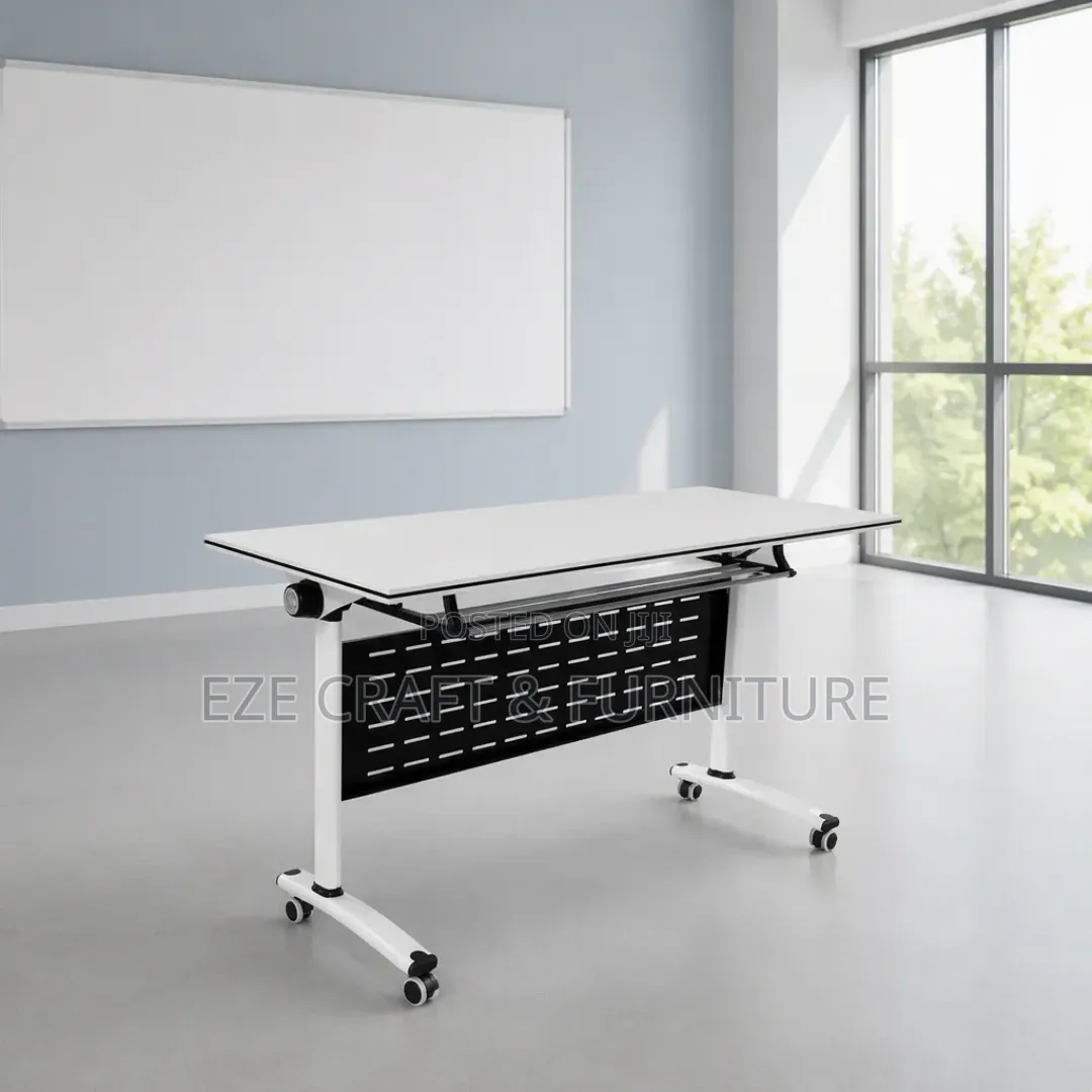 Folding Top Training Table With Rollers