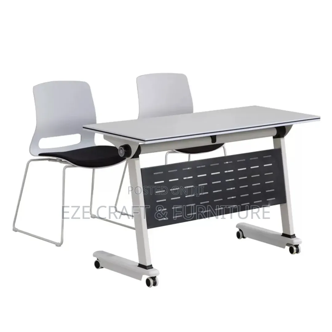 Folding Top Training Table With Rollers