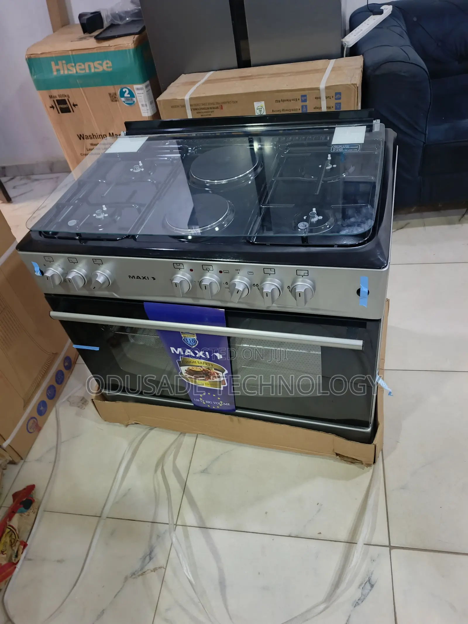Maxi 60×90 (4+2) Standing Gas Cooker Elegant Black/Grey Finish