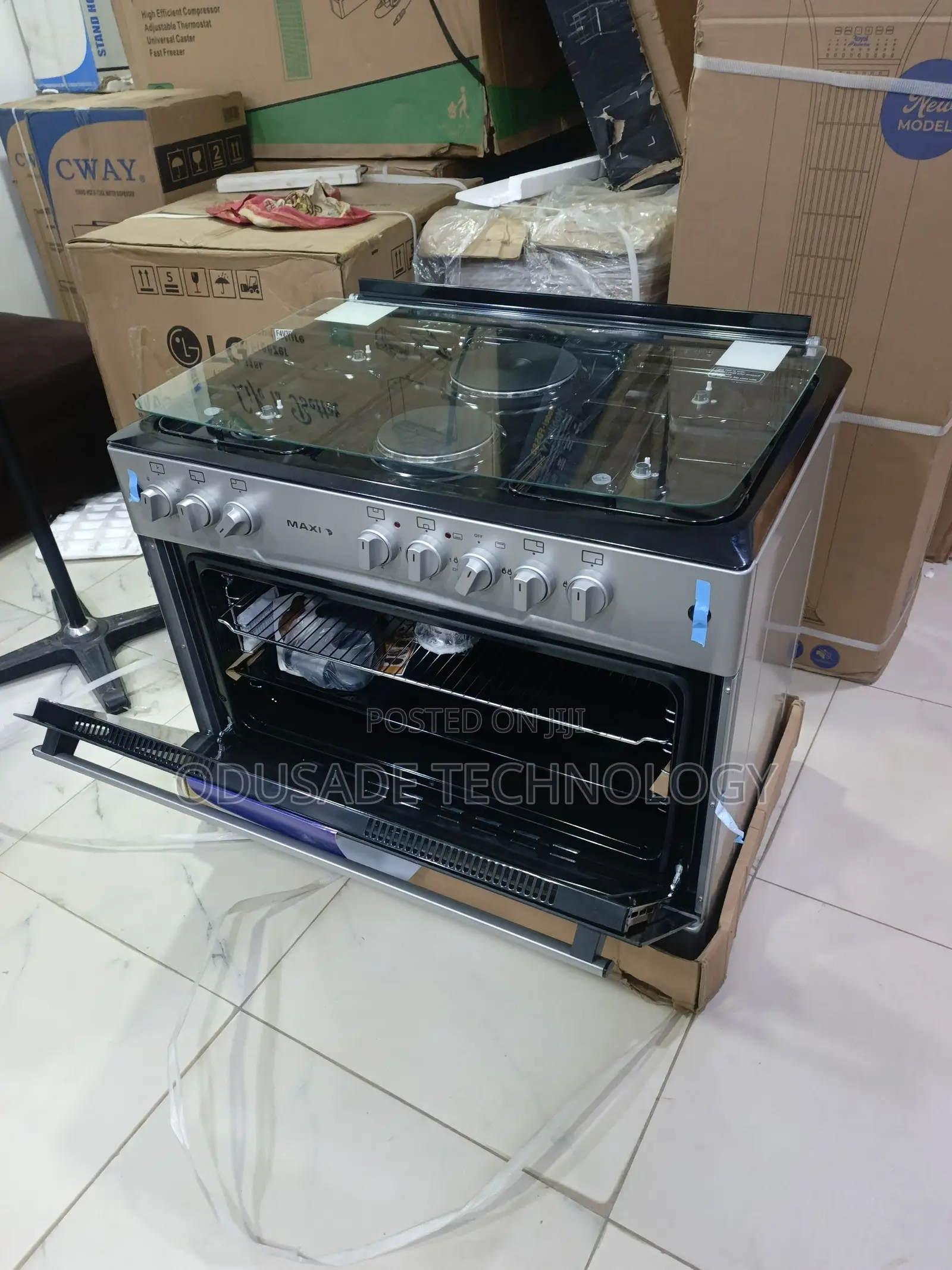 Maxi 60×90 (4+2) Standing Gas Cooker Elegant Black/Grey Finish