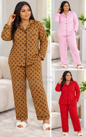 2pc Cotton Pyjamas Set Lv Design Shirt and Trouser Night Wear