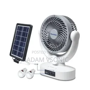 Duravolt 7inch Rechargeable Table Fan + Solar Panel and Bulb