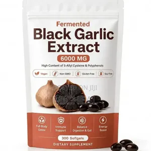 Fermented Black Garlic Extract-300 Softgels,Odorless Aged Black Garlic