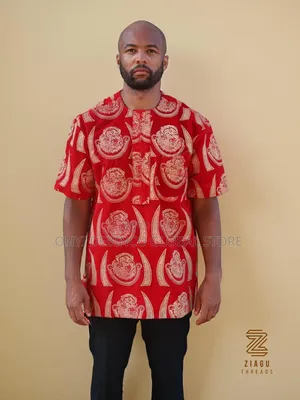 Igbo Isiagu Shirt Lion Head Outfit for Men Wedding and Cultural Attire