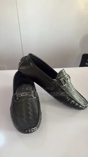 Black Woven Textured Loafers
