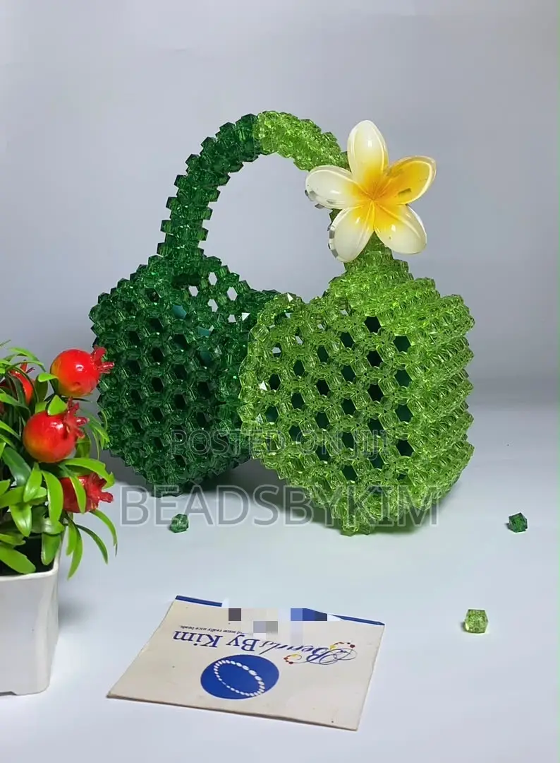 Handcrafted Luxury Green Beaded Bag
