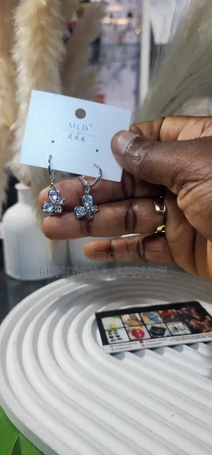 Silver Zircon Butterfly Hoop Charm Earrings