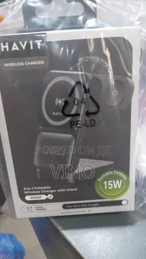 Havit W3107 3-in-1 Foldable Wireless Charger With Clock,