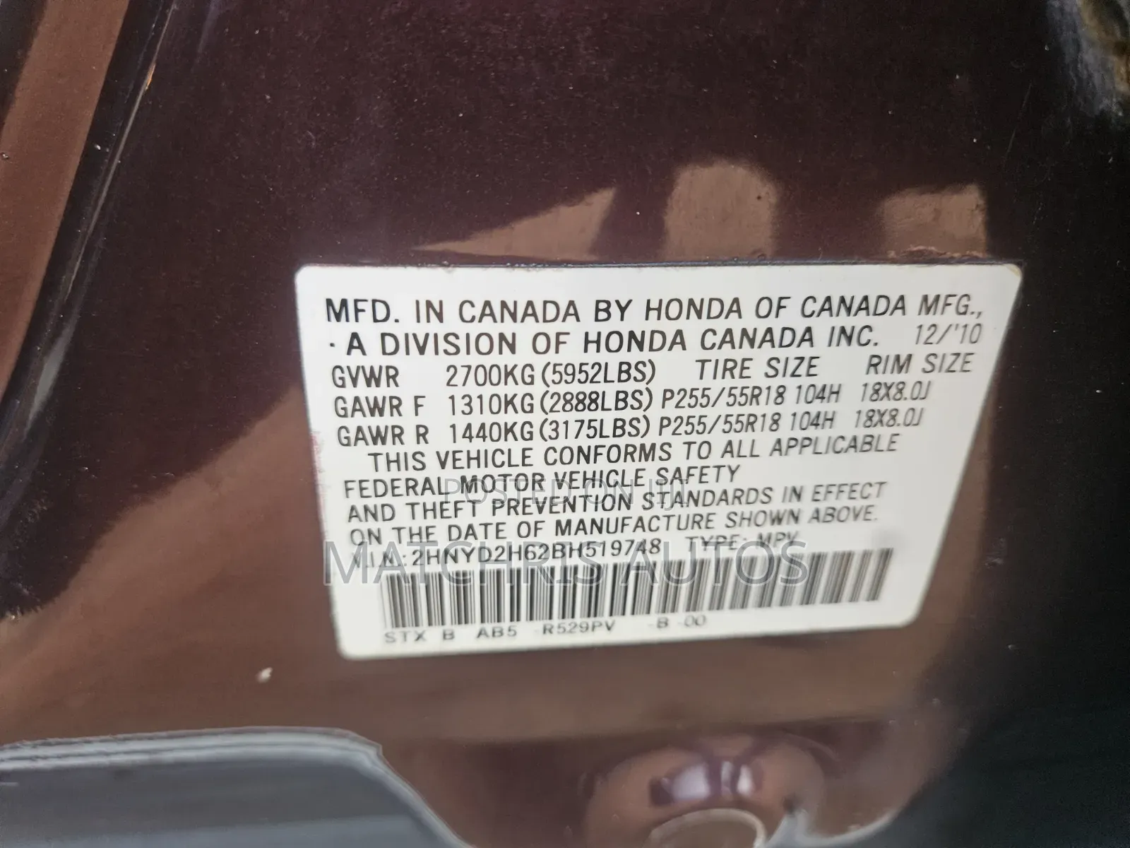 Acura MDX 2011 Red