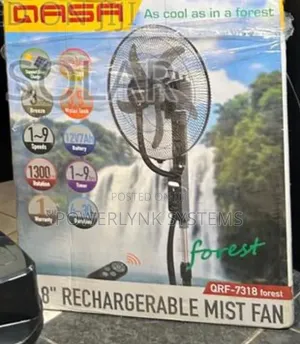 Qasa 18inch Mist Rechargeable Solar Fan