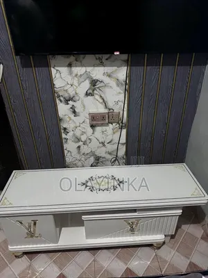 Luxury White & Gold Glass-Top TV Console Table