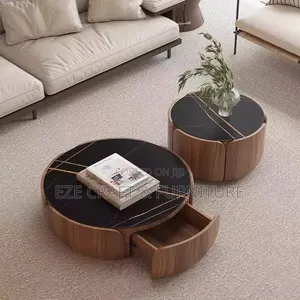 2in1 Brown Wooden Center Table With Marble Top