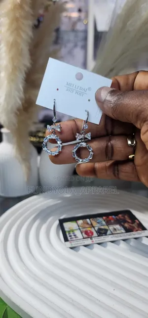 Silver Bow Drop Earrings