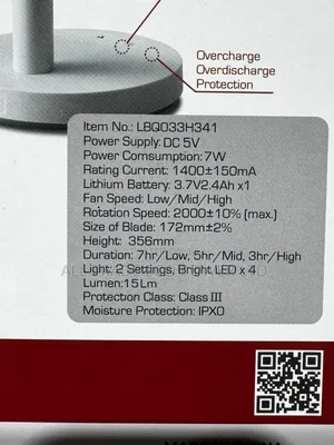 Qasa 7-Inch Rechargeable Fan
