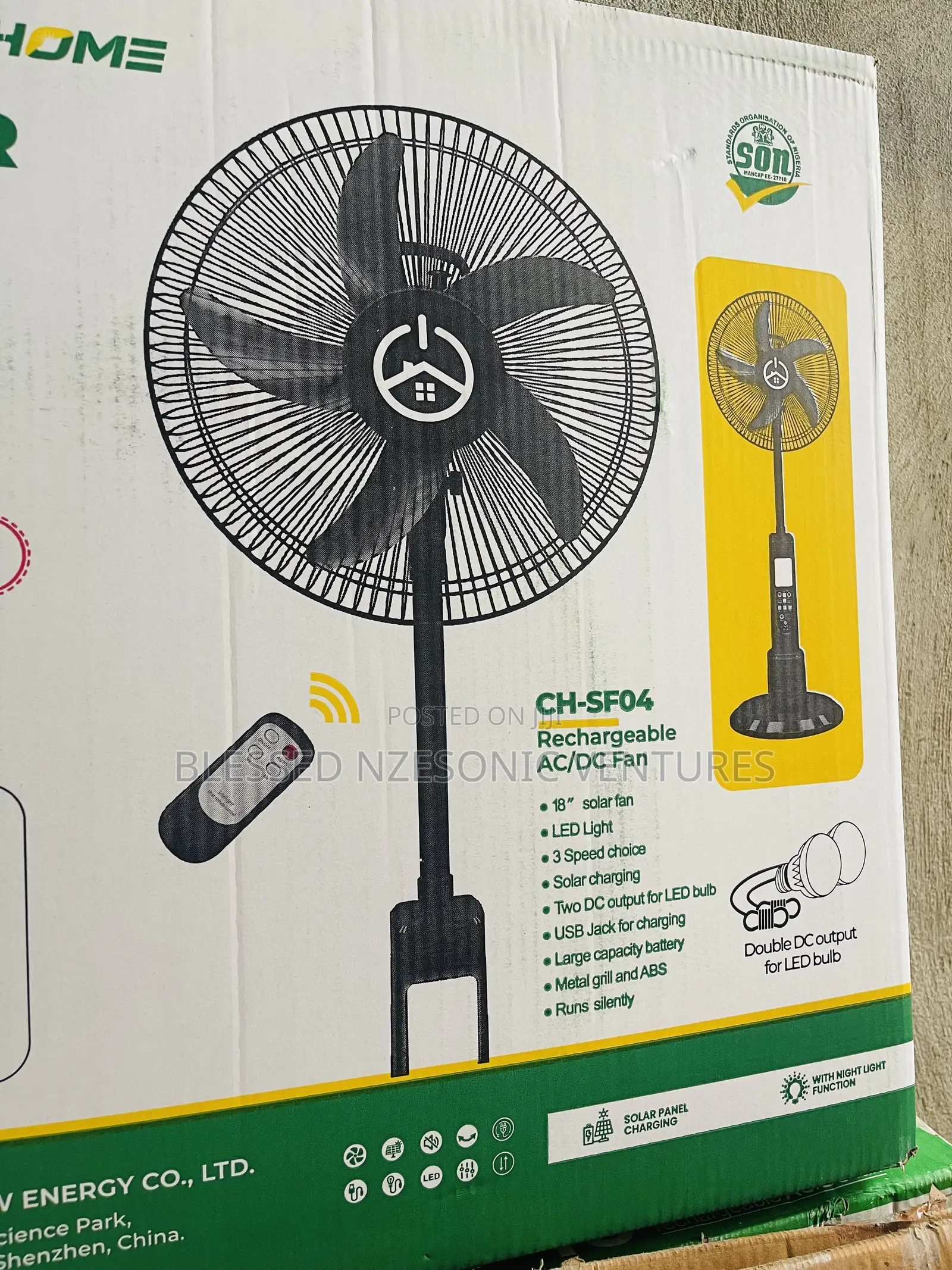 Solar Fan With Panel and Remote Control